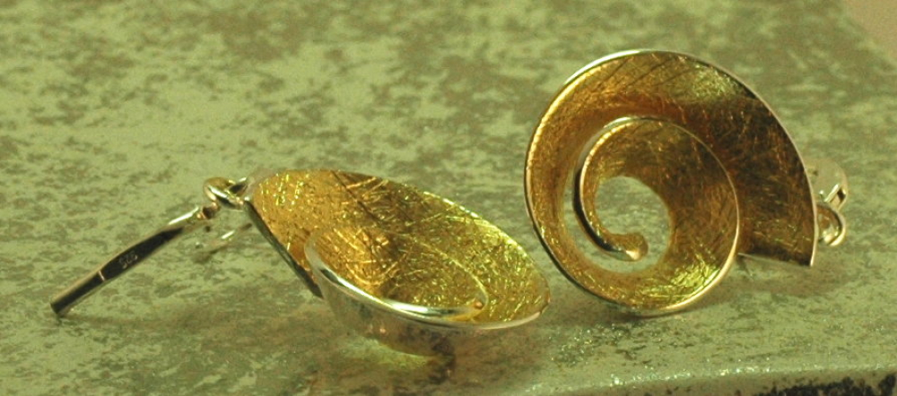 Silber-Ohrringe vergoldet Spiraldesign